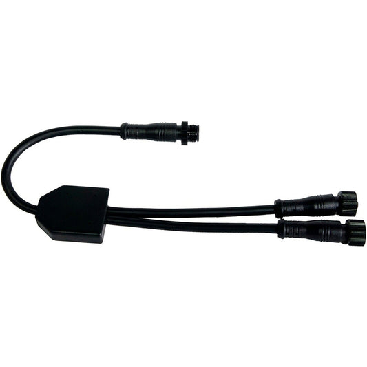 Black audio splitter cable with dual connectors for car stereo or home audio systems