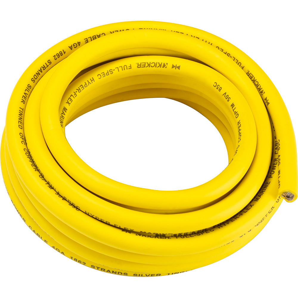 Kicker 4GA yellow marine power cable, silver tinned OFC, full-spec hyper-flex for car audio installation
