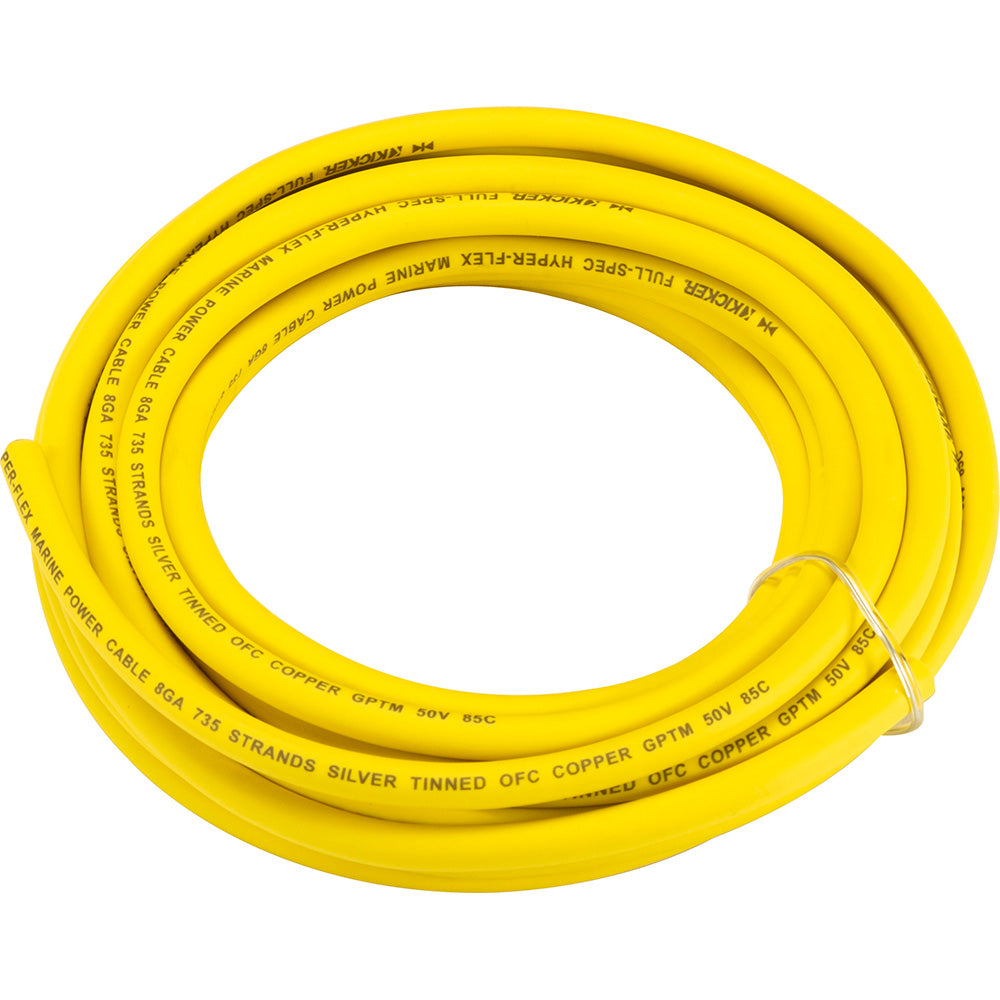 Yellow 8GA marine power cable, silver tinned OFC copper, hyper-flex for audio installations