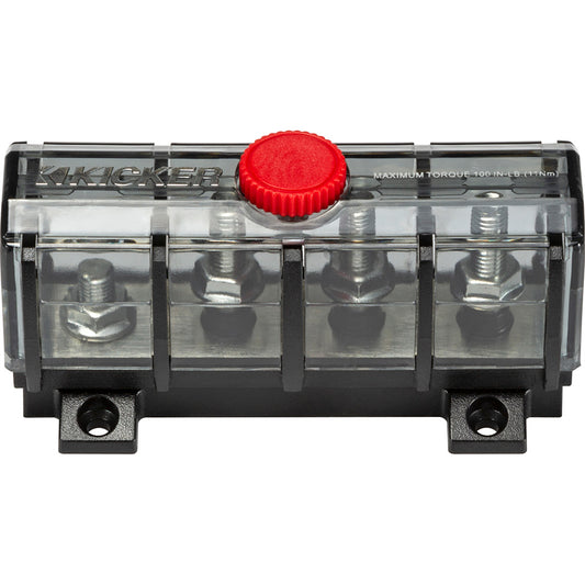 Kicker 4-way power distribution block with red reset button for car audio systems