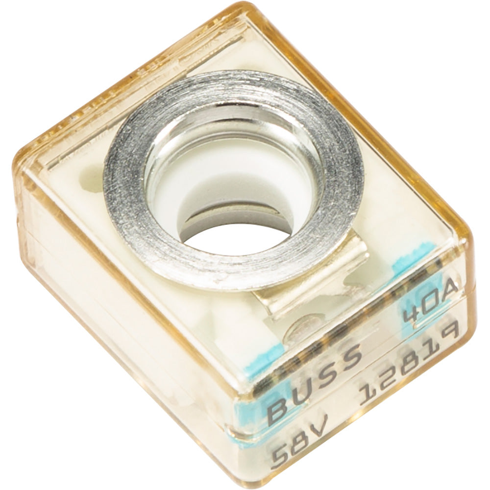 40A 58V BUSS automotive fuse for car audio systems, clear housing with metal terminals