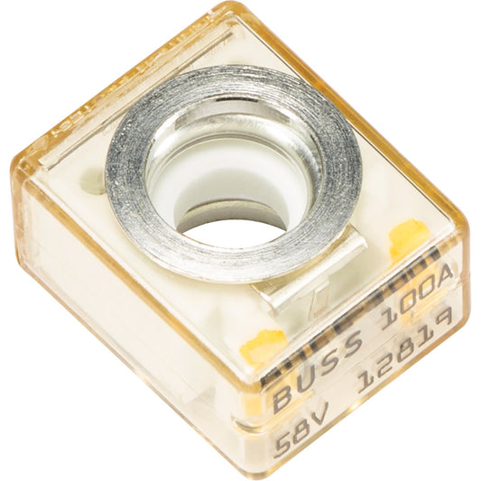 100A ANL fuse for car audio systems, 58V rating, clear housing with metal terminals
