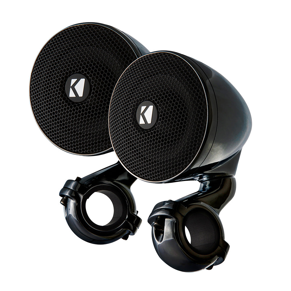 Kicker marine speakers with mounting brackets for boat audio systems