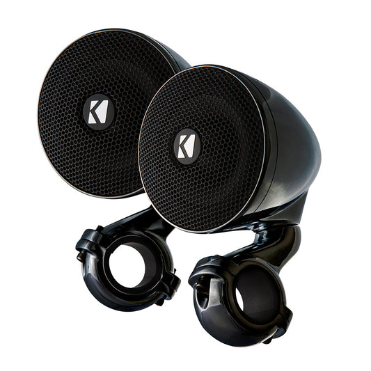 Kicker marine speakers with mounting brackets for boat audio systems
