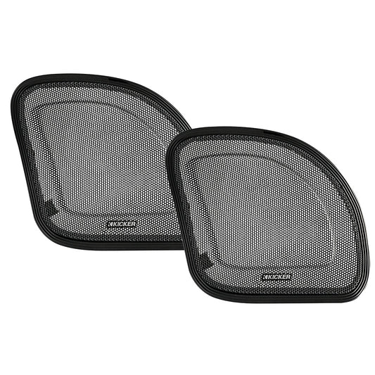 Kicker speaker grilles with black mesh and trim for car audio installation