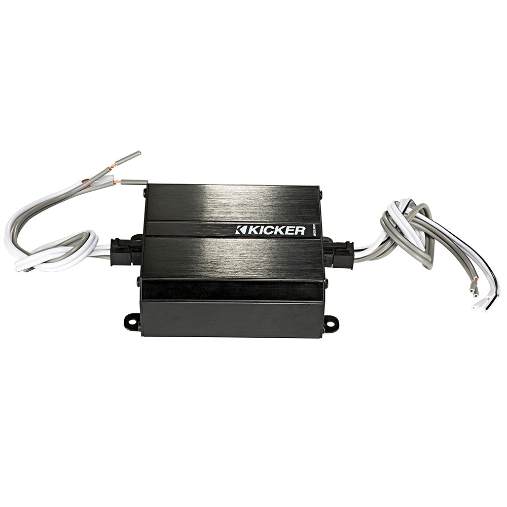 Kicker audio amplifier with wiring, for car audio installation