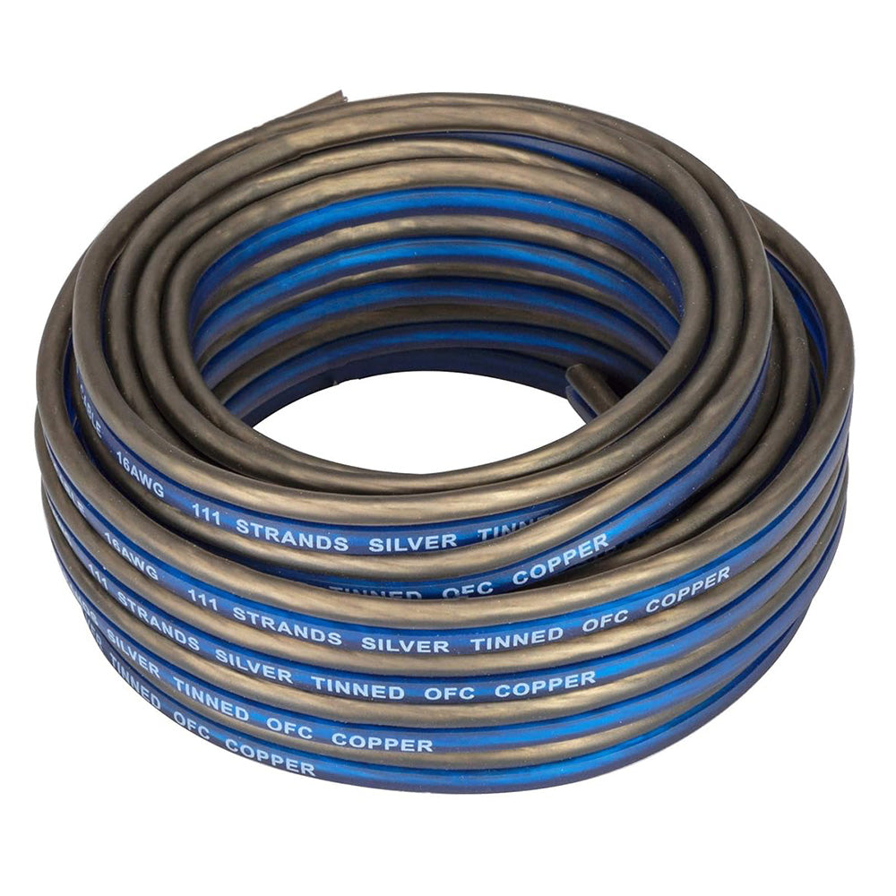 16AWG silver tinned OFC copper speaker wire, 111 strands, coiled for car audio installation