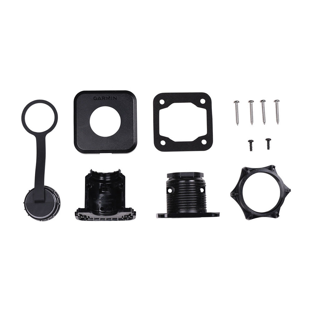 Garmin marine mount kit with brackets, screws, and hardware for boat electronics installation