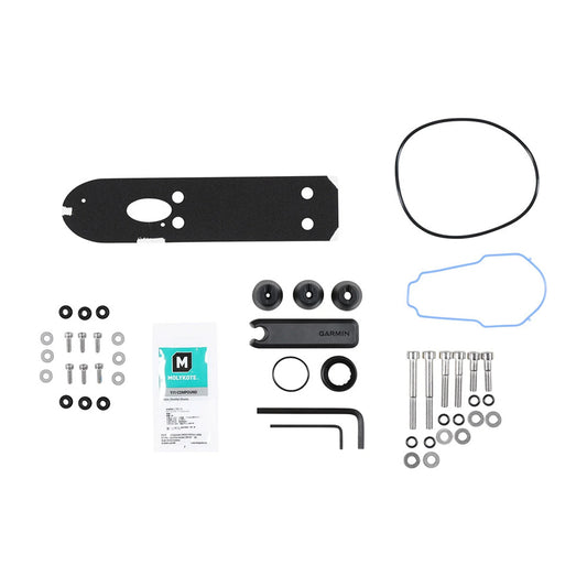 Garmin marine mount kit with hardware, gaskets, and Molykote lubricant for boat electronics installation