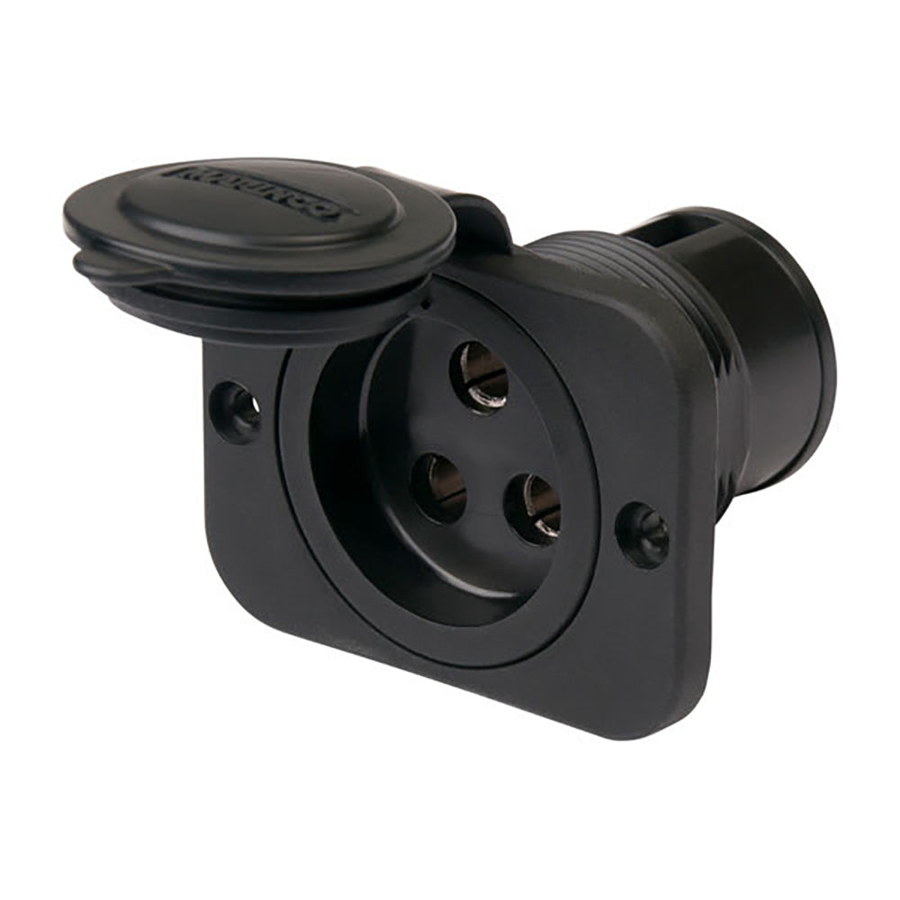Black 4-pin waterproof audio connector with protective cap for car audio systems
