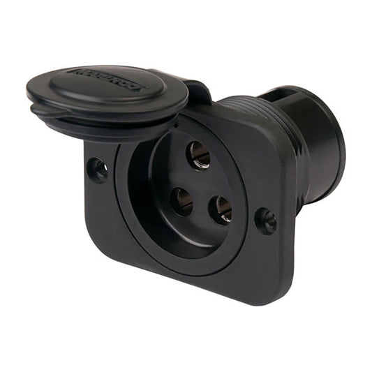 Black 4-pin waterproof audio connector with protective cap for car audio systems