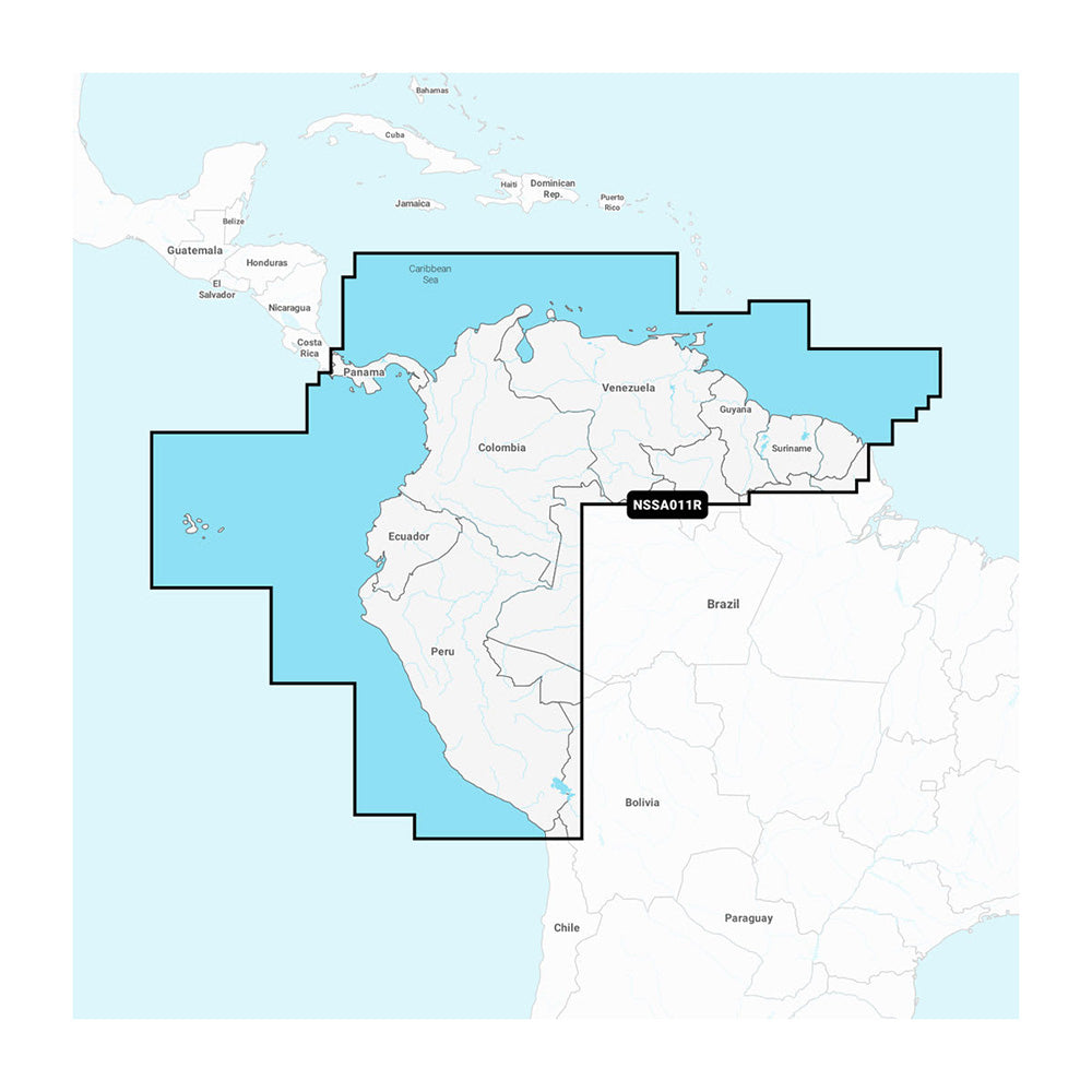 Map highlighting South and Central America with region code NSSA011R for auto audio installation service areas