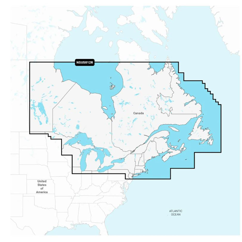 Map highlighting NSUS012R region covering Canada and northeastern US for marine navigation
