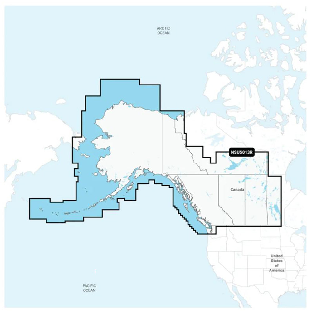 Map highlighting Alaska and northern Canada region with NSUS013R label, Arctic and Pacific Oceans shown