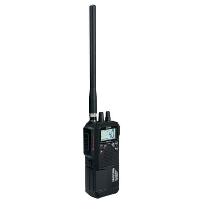 Uniden Bearcat PRO538HH handheld CB radio with digital display and antenna, ideal for truckers and emergency use.