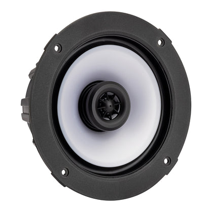 High-performance car speaker with white cone and black frame for audio upgrade