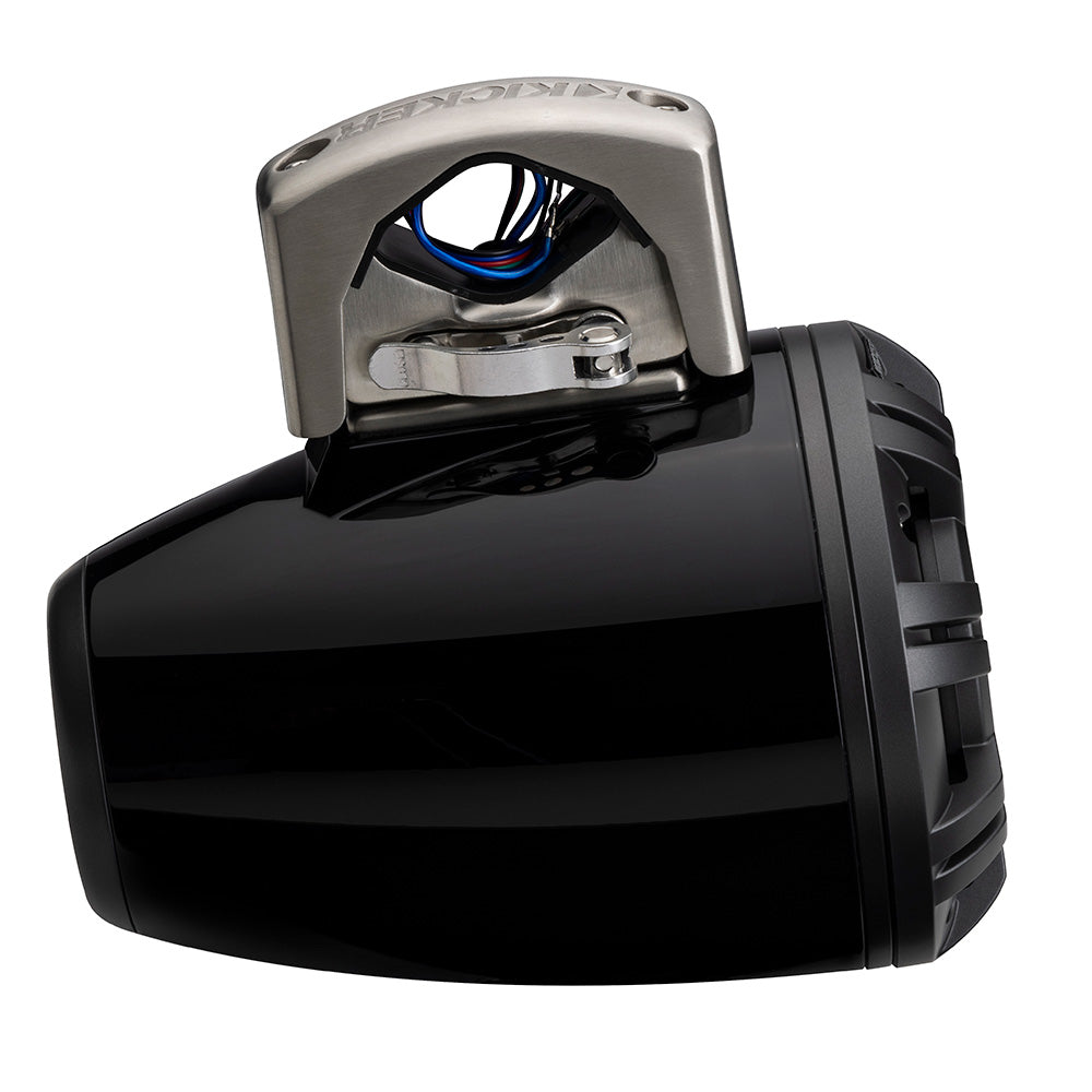 Kicker marine speaker with stainless steel mounting bracket and wiring, waterproof audio for boats