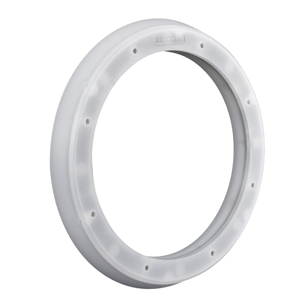 Kicker speaker adapter ring for car audio installation, white circular frame with mounting holes