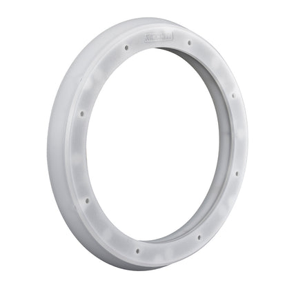 Kicker speaker adapter ring for car audio installation, white circular frame with mounting holes