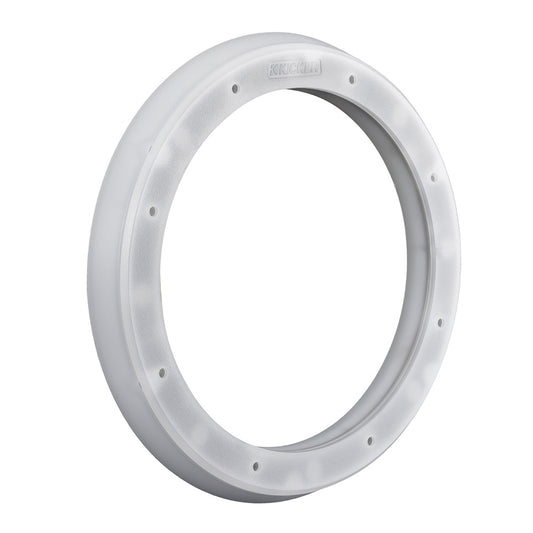 Kicker speaker adapter ring for car audio installation, white circular frame with mounting holes