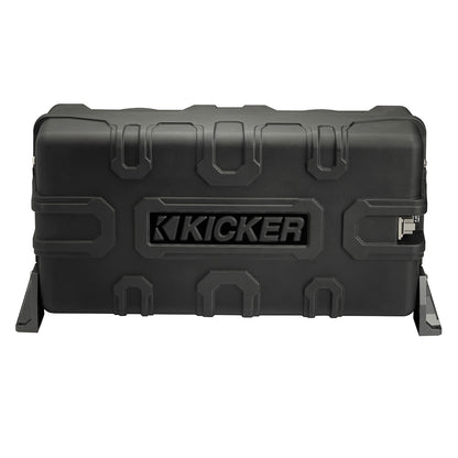 Kicker subwoofer enclosure with rugged black design for car audio systems