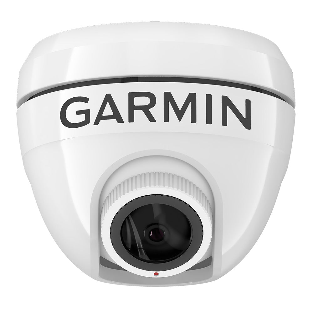 Garmin dome security camera with clear lens and sleek white design for home or business surveillance