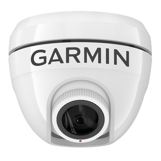 Garmin dome security camera with clear lens and sleek white design for home or business surveillance