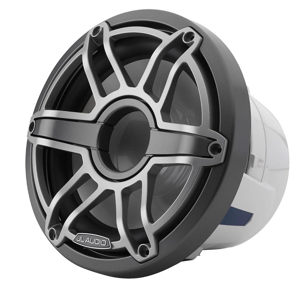 JL Audio marine speaker with rugged grille, ideal for boat audio systems and high-quality sound installation