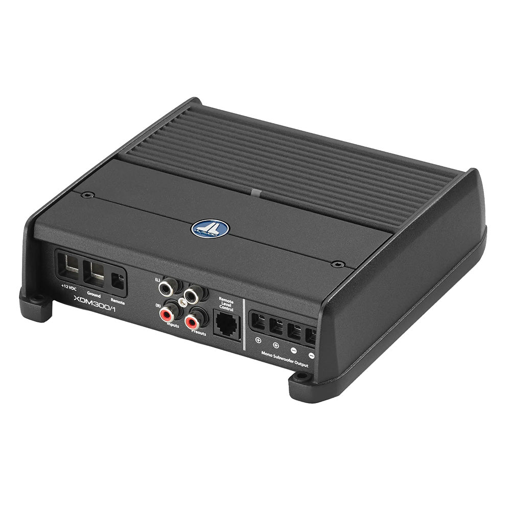 Alpine XDM300/1 mono car amplifier with RCA inputs and subwoofer output for high-quality audio installation