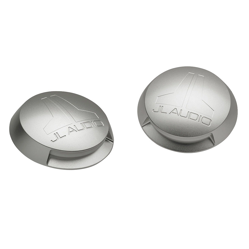JL Audio speaker grilles with sleek silver finish for premium car audio installation