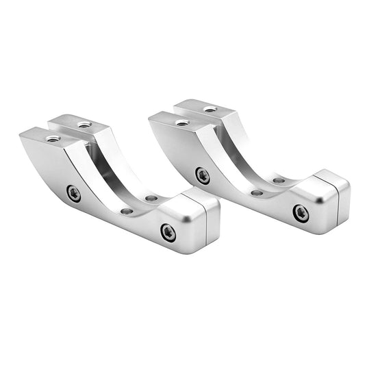 Pair of polished aluminum U-brackets with mounting holes for auto audio or custom installations