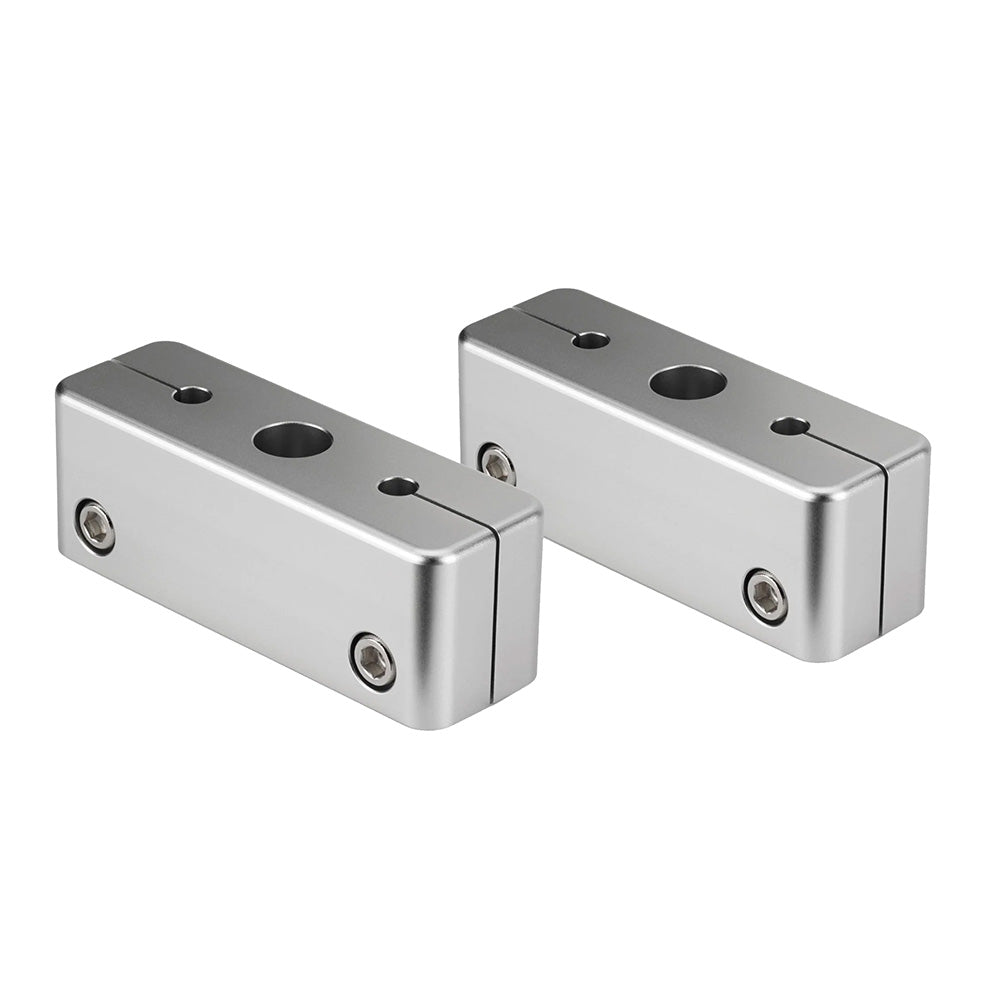 Silver aluminum mounting brackets with hex screws for auto audio or custom installation