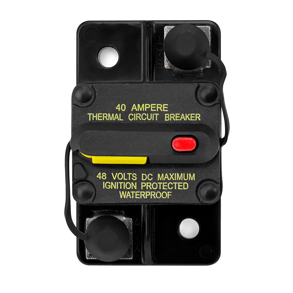 40 Amp Waterproof Thermal Circuit Breaker, 48V DC, Ignition Protected for Auto Audio Installations