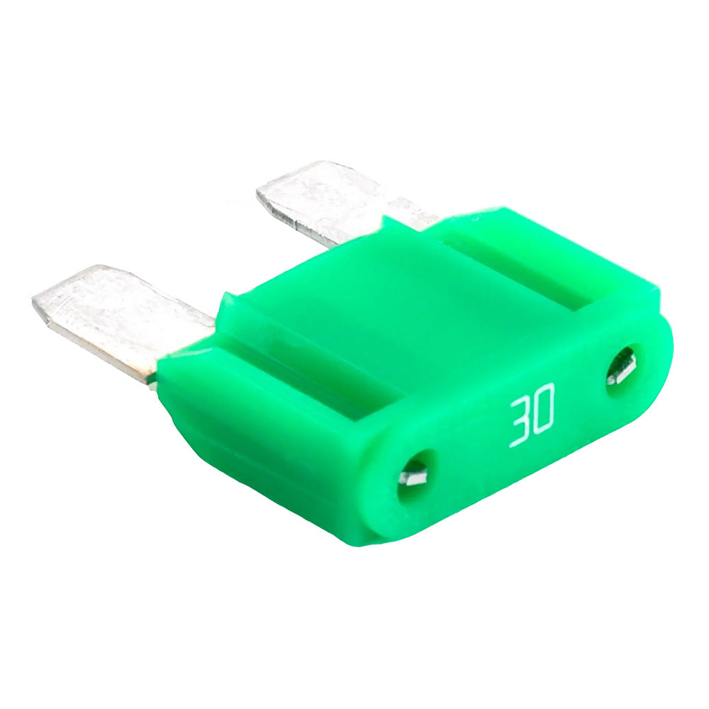 Green 30A automotive fuse for car audio and electrical systems