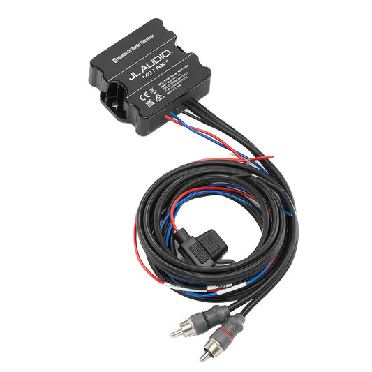 JL Audio Bluetooth Audio Receiver with RCA cables and wiring for car audio installation