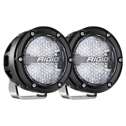 Rigid LED off-road lights for vehicle illumination, durable black housing with clear lens