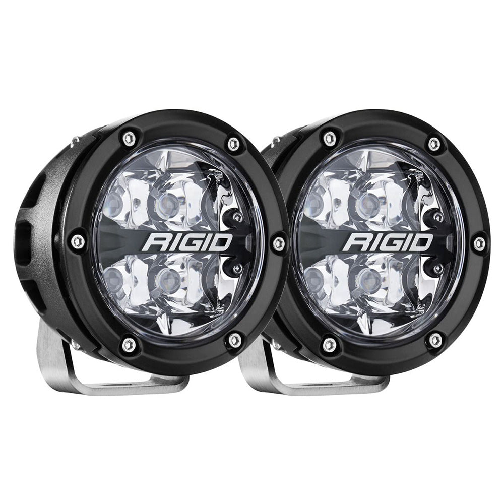 Rigid LED off-road lights with black housing and clear lens for vehicle illumination