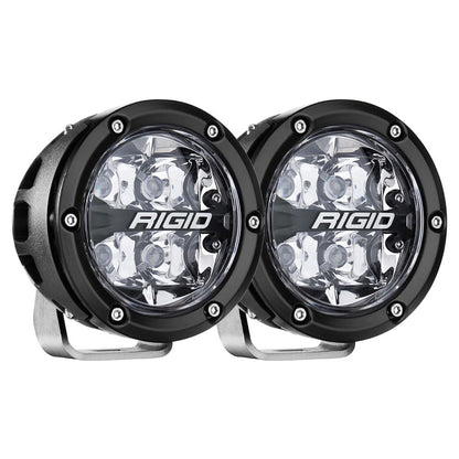 Rigid LED off-road lights with black housing and clear lens for vehicle illumination