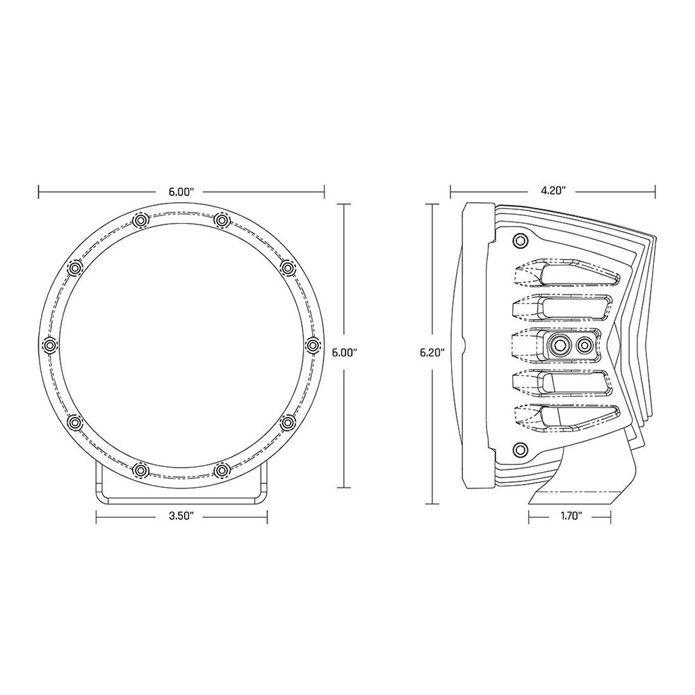 Technical diagram showing 6-inch car speaker dimensions and mounting specs for audio installation
