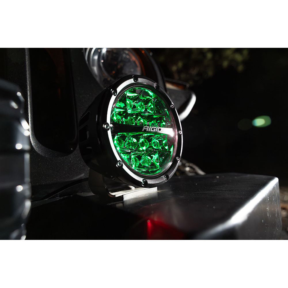 Rigid green LED off-road light mounted on vehicle, high-performance illumination for night driving
