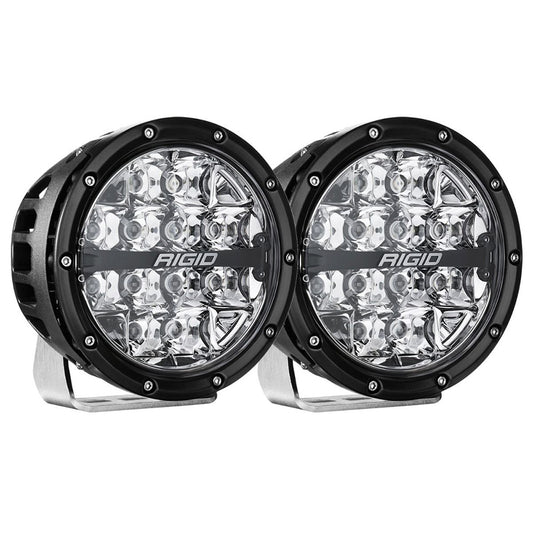Rigid LED off-road lights with black housing and clear lenses, ideal for auto lighting upgrades