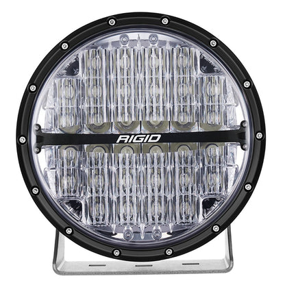 Rigid LED light with black bezel and clear lens, ideal for off-road and automotive use