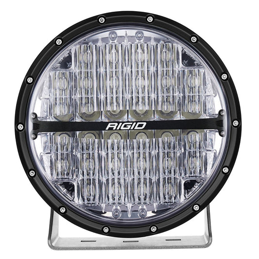 Rigid LED light with black bezel and clear lens, ideal for off-road and automotive use