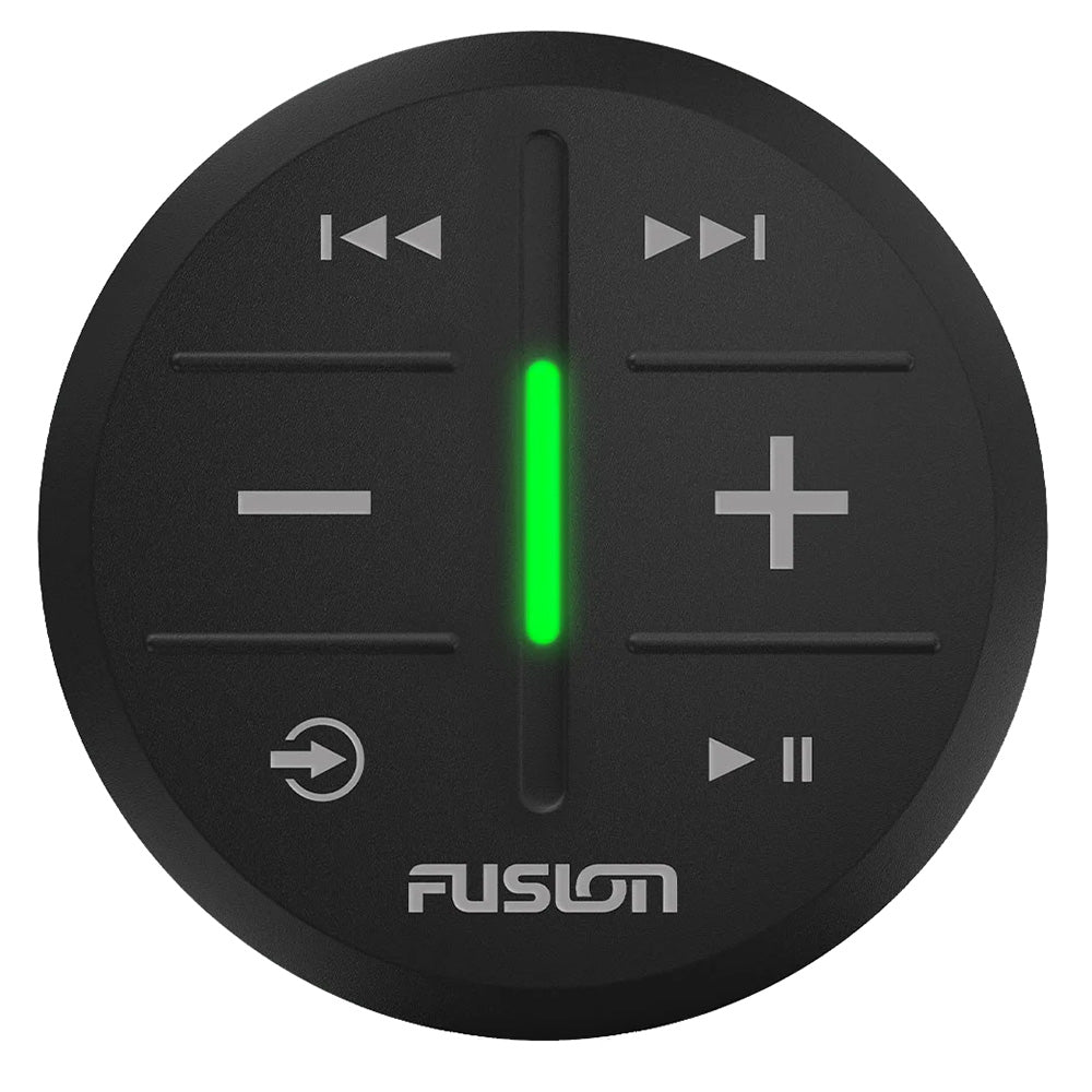 Fusion marine audio control knob with green LED, volume and track buttons for boat stereo systems