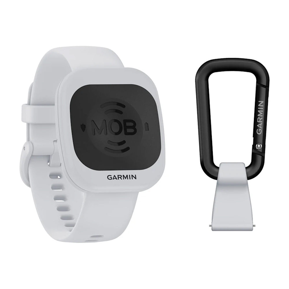 Garmin MOB safety watch with carabiner clip for boating and marine use