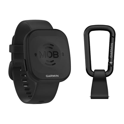 Garmin MOB device with carabiner clip, black marine safety watch for boating and water activities