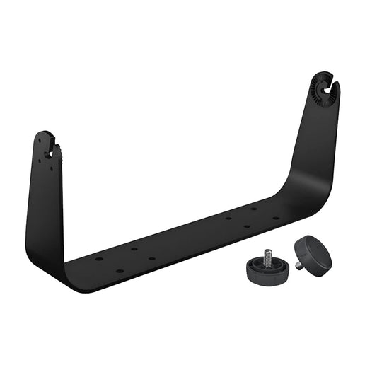 Black U-shaped car audio mounting bracket with adjustable feet for secure JL Audio or Alpine installation