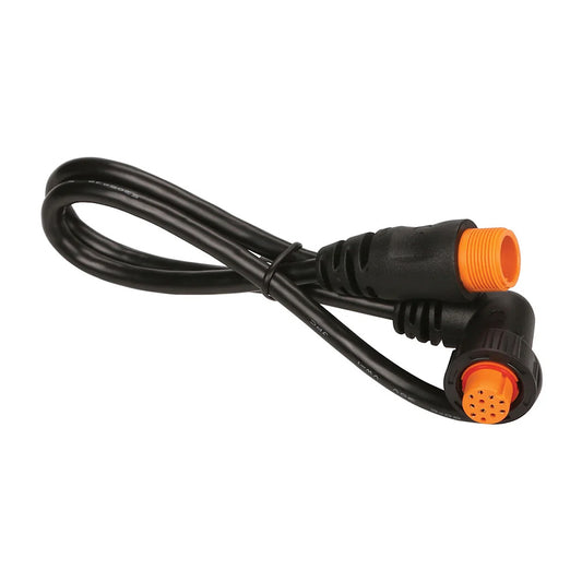 Black marine-grade audio cable with orange waterproof connectors for JL Audio or Alpine systems
