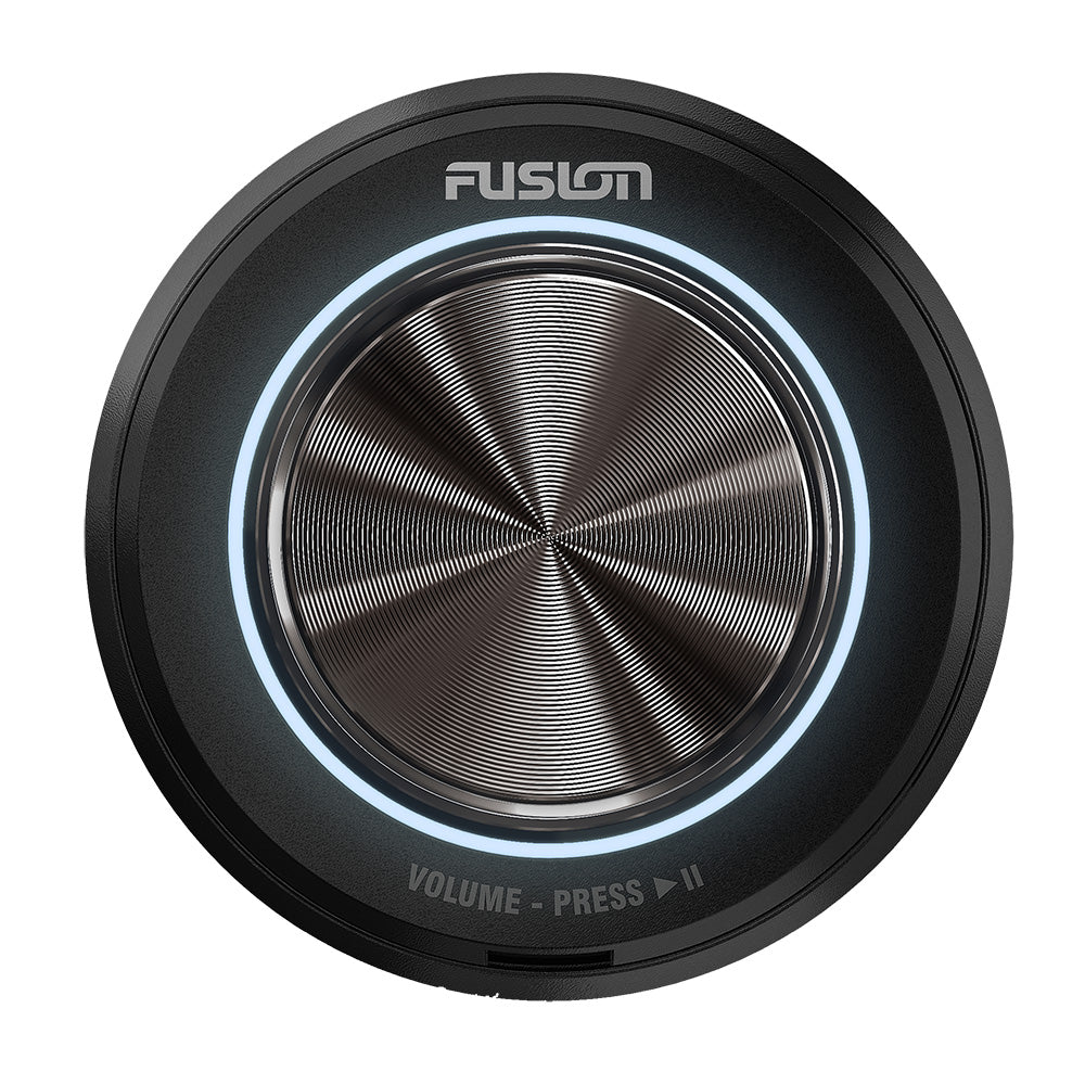 Fusion marine audio volume control with blue LED ring and brushed metal dial