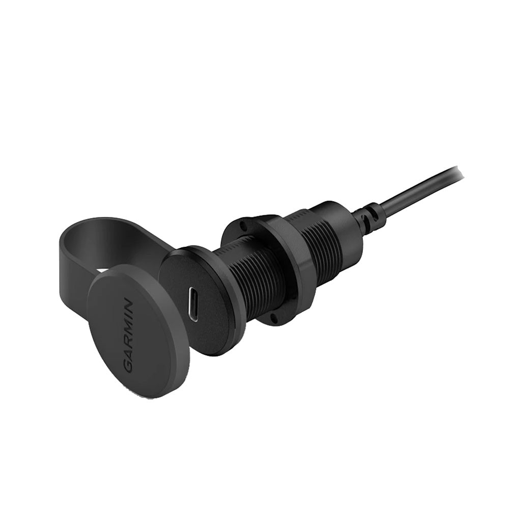 Garmin USB-C marine charging port with waterproof design for boat audio systems